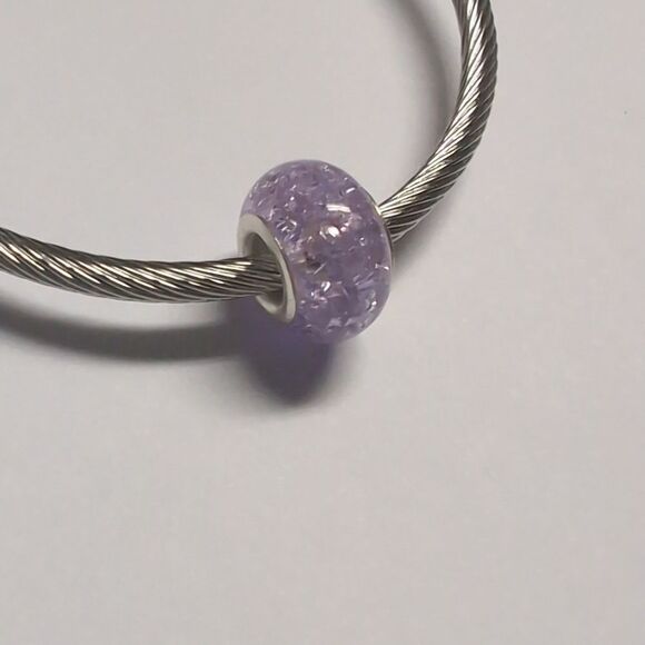 Purple "Crushed Glass" Charm for Pandora Style Bracelet - Picture 4 of 4